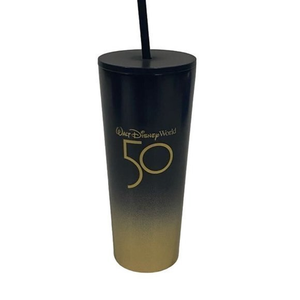 Walt Disney World 50th Anniversary Starbucks Stainless Steel‎ Tumbler Black Gold